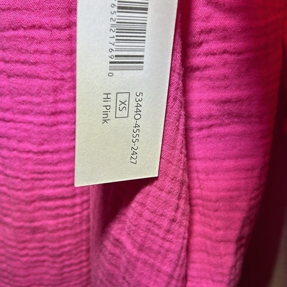 Tribal Cotton Gauze Pink Puffy Sleeve Dress NWT - Picture 8 of 8